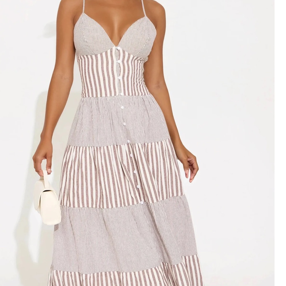 Tan Spaghetti Strap Maxi Sundress